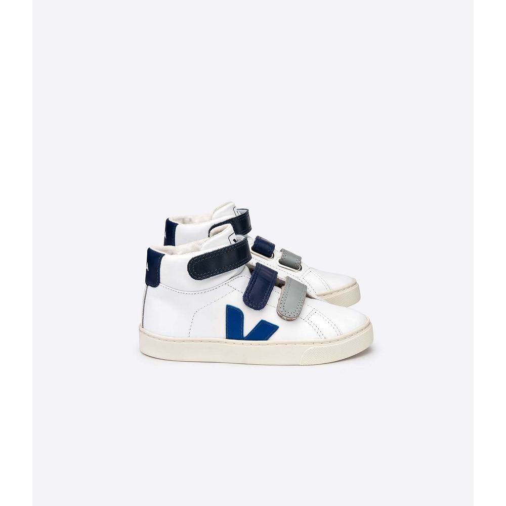 Veja ESPLAR MID LEATHER Hoog Kinderen White/Blue | NL 683YXF